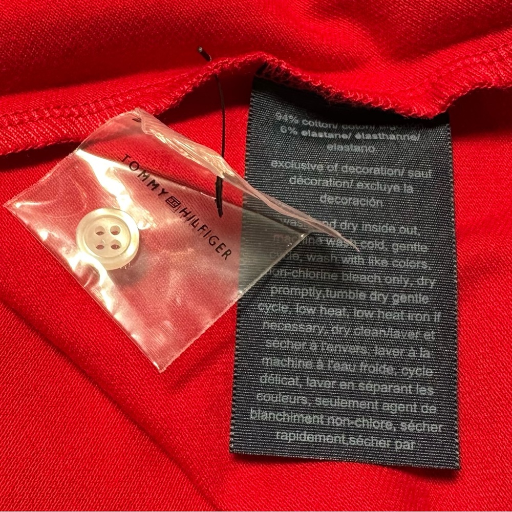Tommy Hilfiger Polo Shirt Large Red Heritage Stretch Pique Flag NWT - Picture 8 of 8